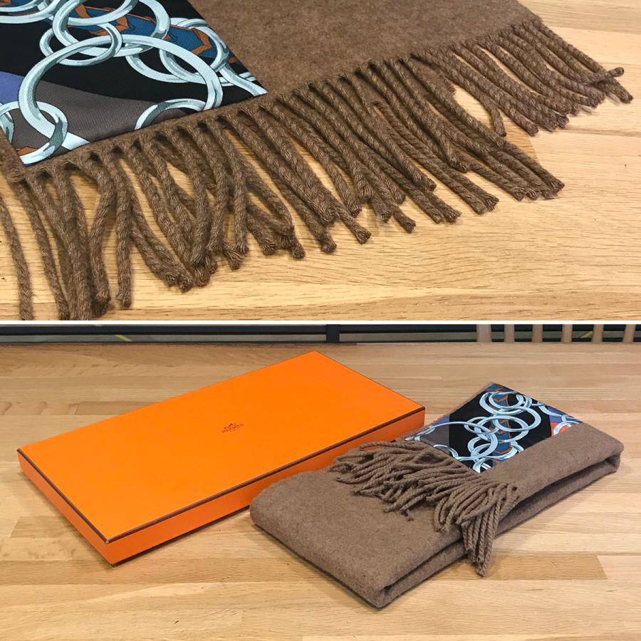 HERMES 【超美品】エルメス シルクパッチ マフラー ノワゼット HERMES 【超美品】エルメス シルクパッチ マフラー ノワゼット