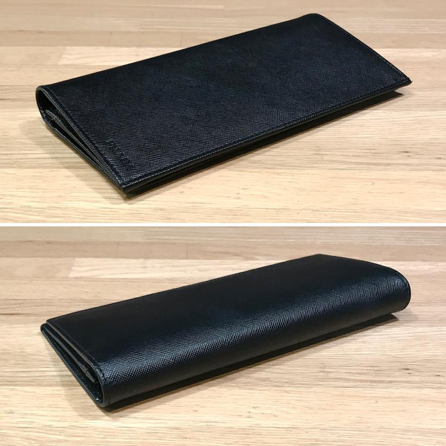 【美品】プラダ サフィアーノレザー 二つ折り 長財布 ブラック 三角ロゴ PRADA（プラダ） 【超美品】プラダ サフィアーノレザー 2つ折り長財布
