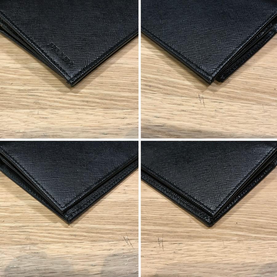 【新品未使用】 PRADA プラダ 二つ折り財布 サフィアーノ ブラック PRADA（プラダ） 【超美品】プラダ サフィアーノレザー 2つ折り長財布
