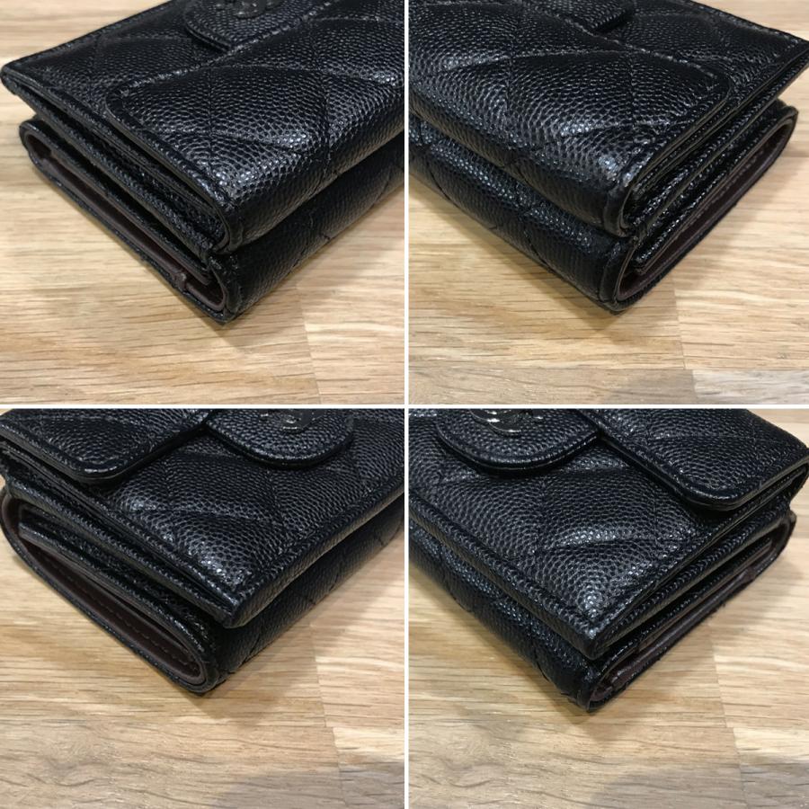 【新品同様】シャネル マトラッセ スモールフラップウォレット ブラック グレインドカーフ AP0230 A84401 3つ折りミニ財布 12670の画像