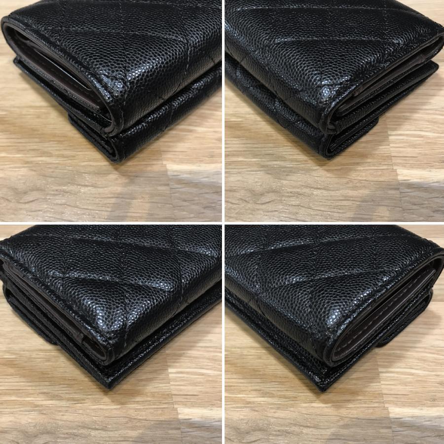 【新品同様】シャネル マトラッセ スモールフラップウォレット ブラック グレインドカーフ AP0230 A84401 3つ折りミニ財布 12670の画像