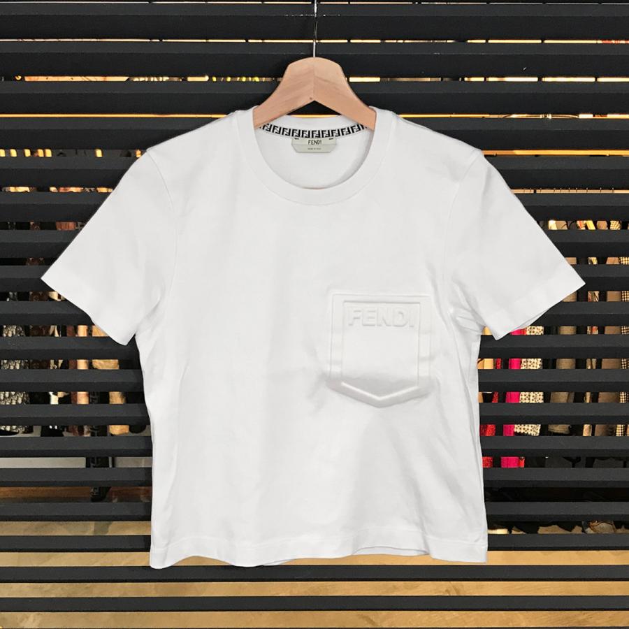 FENDI 【超美品】フェンディ ロゴ クロップド 半袖 Tシャツ ホワイト  