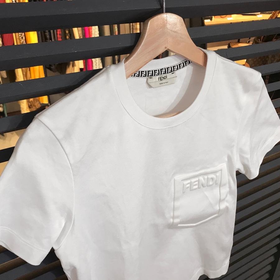 FENDI 【超美品】フェンディ ロゴ クロップド 半袖 Tシャツ ホワイト 