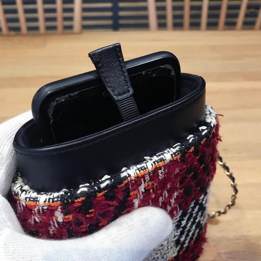【限定価格】CHANEL シャネル ショルダーバッグ ツイード チョコバー ターンロック ココマーク ココ ダブルチェーン 鞄 かばん    レッド系 シルバー金具 レディース 定番【中古品】 CHANEL（シャネル） チョコバー チェーン ショルダーバッグ ココマーク