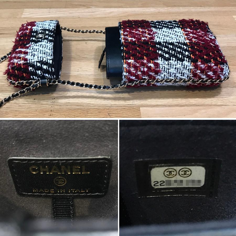 【限定価格】CHANEL シャネル ショルダーバッグ ツイード チョコバー ターンロック ココマーク ココ ダブルチェーン 鞄 かばん    レッド系 シルバー金具 レディース 定番【中古品】 CHANEL（シャネル） チョコバー チェーン ショルダーバッグ ココマーク
