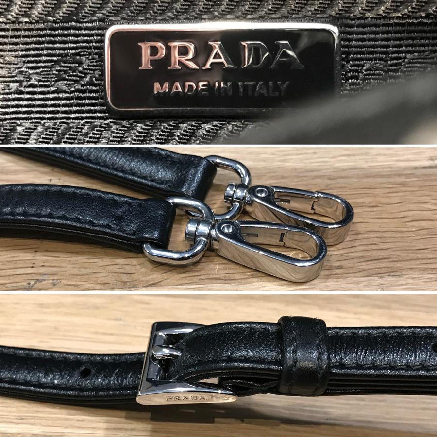 PRADA プラダ トライアングルロゴ パテントレザー エナメル 2WAY ショルダー付き ハンドバッグ ダークブラウン BN2010 PRADA - PRADA プラダ トライアングルロゴ パテントレザー エナメル