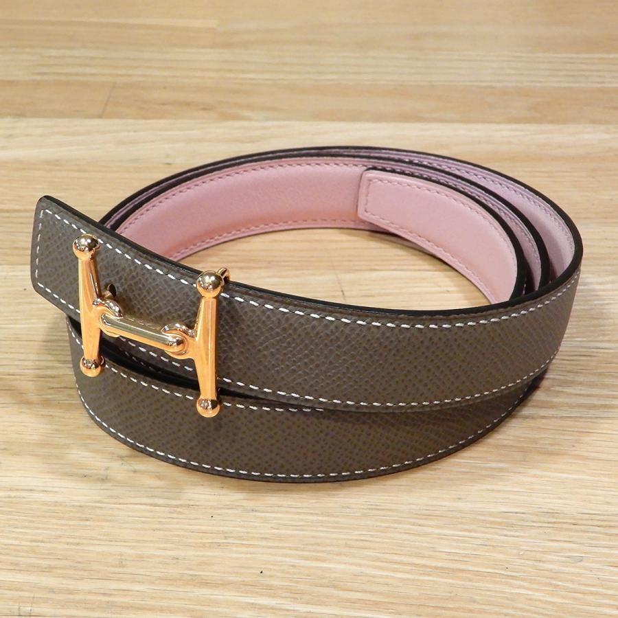 HERMES（エルメス） 【新品同様】 モールH レザーベルト エトゥープ