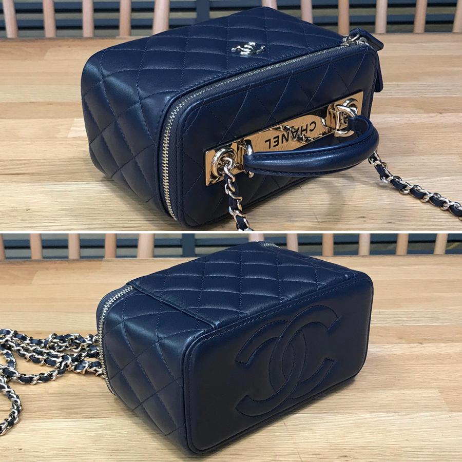 【超美品】　シャネル　マトラッセ　ショルダーバッグ　ラムスキン　ネイビー 紺 CHANEL（シャネル） マトラッセ ショルダーバッグ ラムスキン ネイビー