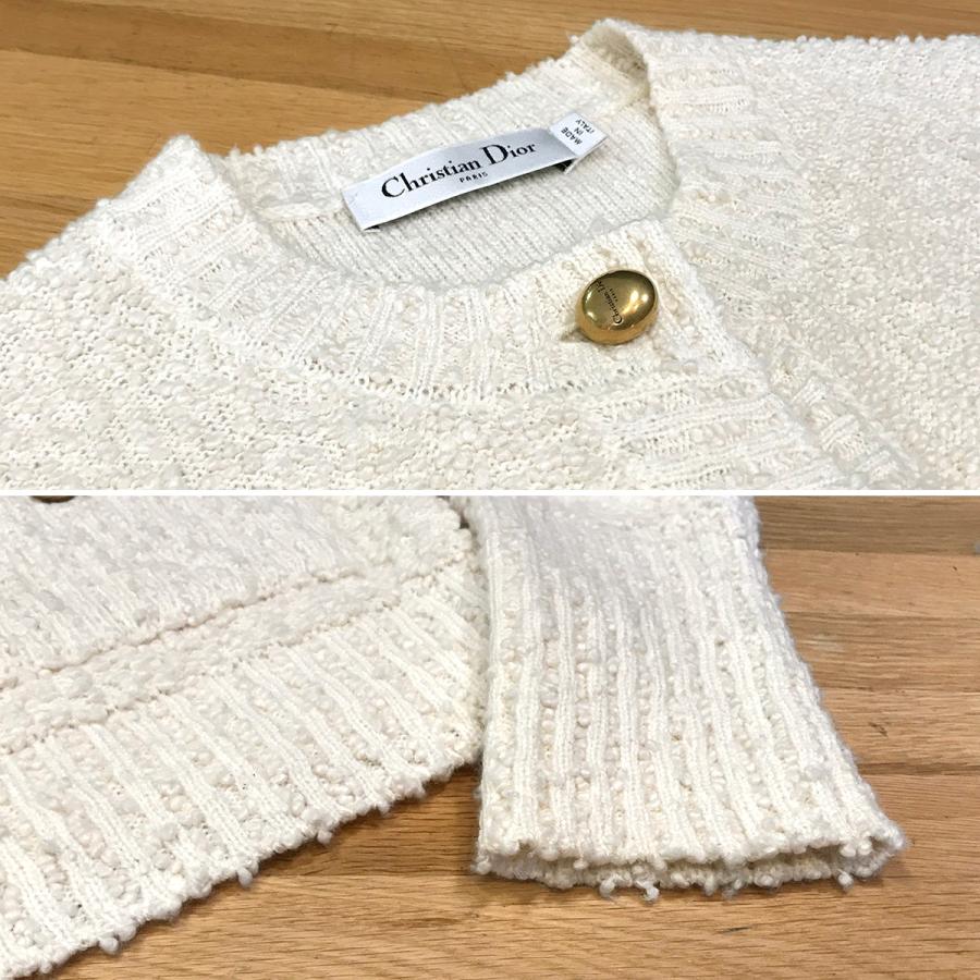 Christian Dior コットン ニット ツインセット アンサンブル36 DIOR | ツインセット ハウンドトゥース テクニカル コットン ニット