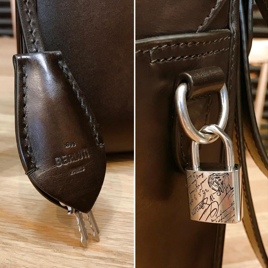 【ほぼ未使用】ベルルッティエミーオ ビジネスバッグ　ストラップ無し ベルルッティエミーオ ブリーフケース エンジ系 メンズ カーフ