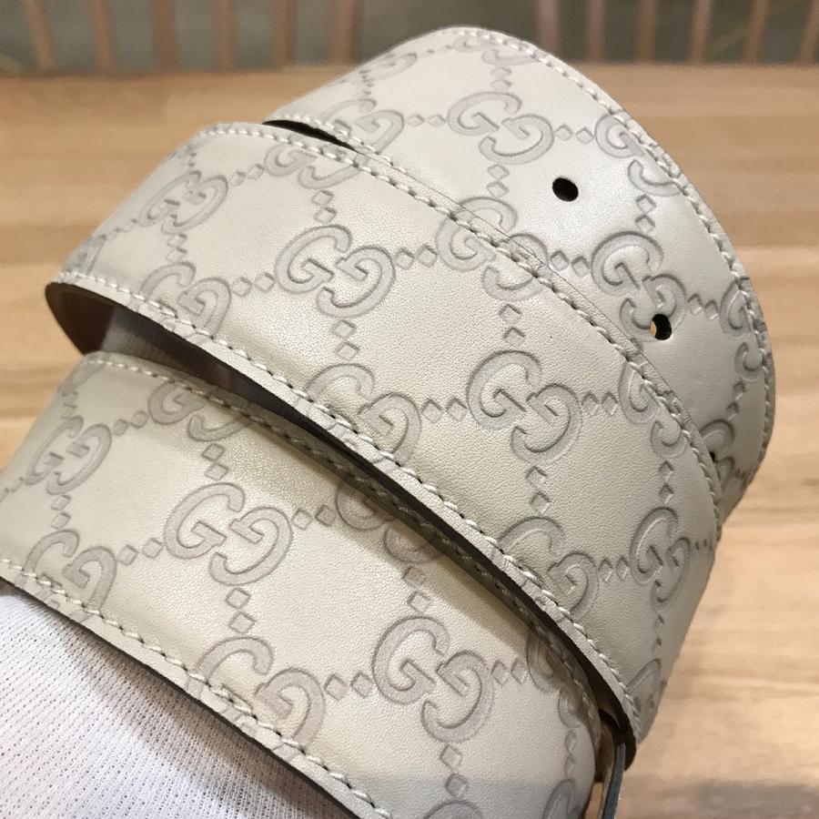 新品同様 グッチ ラブリーハート ベルト グッチシマ アイボリー 80cm 32 GUCCI（グッチ） 【新品同様】グッチ ラブリーハート ベルト