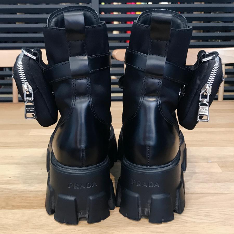 も*え様 【美品】PRADA プラダ モノリス ナイロン×レザー アンクルブーツ PRADA（プラダ） 【美品】プラダ モノリス コンバットブーツ レザー