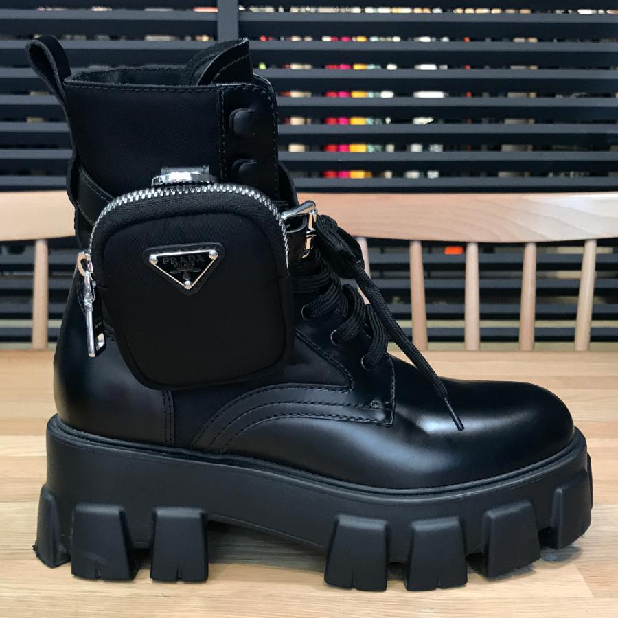 PRADA（プラダ） 【美品】プラダ モノリス コンバットブーツ レザー
