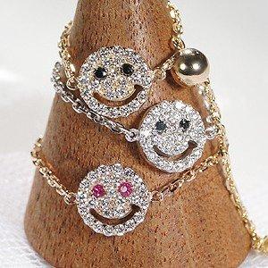 ダイヤモンド パヴェ 指輪 スマイル チェーン リング フリーリング 