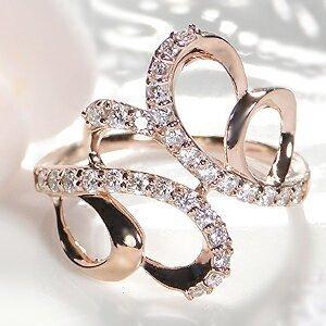 K18YG/WG/PG デザインリング ゴールド ダイヤ0.50ct 透かし 模様  