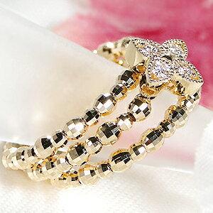 K18YG/WG/PG ミラーボール フリーサイズ ダイヤモンド リング【0.13ct 
