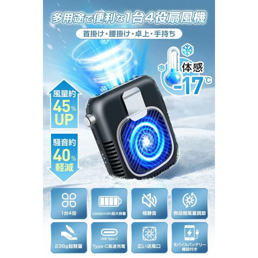 腰掛け 扇風機 強力 ベルトファン 4段階風量10000mAh大容量 5台セット