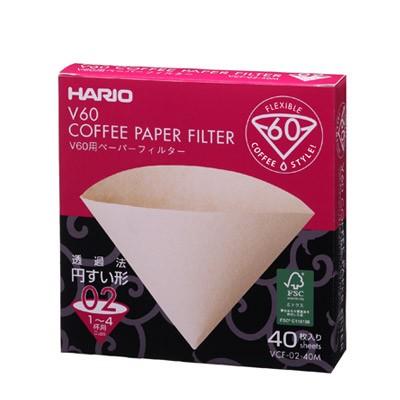 ハリオ Ｖ６０用 コーヒーフィルター １〜４杯用 40枚 ＶＣＦ−０２−４０Ｍ ロシ ろ紙 円すい ペーパーフィルター フィルター