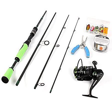 最高級 Icewei 4piece Spinningロッドとリールコンボフルキットカーボンファイバーbig Fish旅行