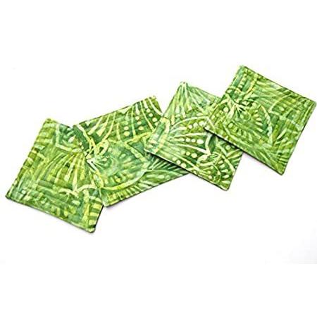 【爆売りセール開催中！】 in Set Coaster Fabric Quilted Batik Shades Green　好評販売中 of コースター