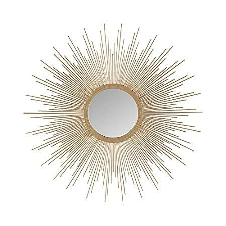 【別倉庫からの配送】 Madison Park Fiore Sunburst Mirror, 14.5" Diameter, Gold好評販売中 その他インテリア雑貨、小物