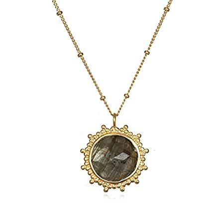 卸売 Satya Jewelry レディース ラブラドライト ゴールドペンダントネックレス 18インチ One Size好評販売中 ネックレス、ペンダント