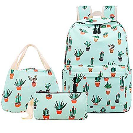 最新作の Junlion Set, Bookbag Kids 3-in-1 Bag School Cactus Laptop Ba　好評販売中 Lunch Backpack ノートパソコンバッグ、ケース