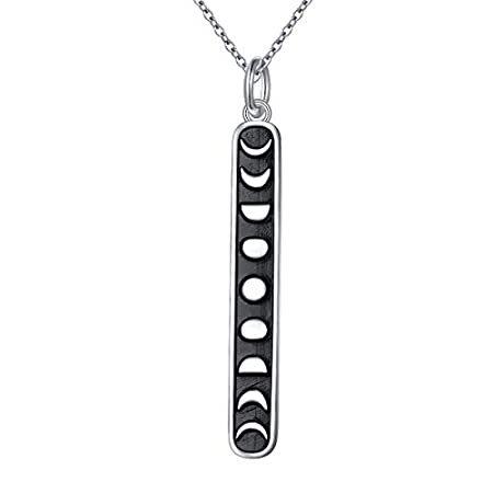 海外並行輸入正規品 Silver Sterling S925 Crescent for好評販売中 Necklace Pendant Bar Vertical Moon Phases ネックレス、ペンダント