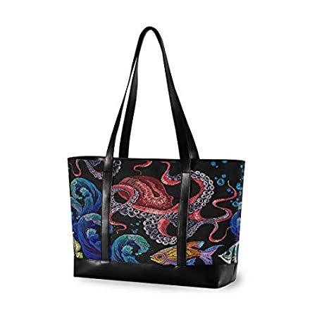 【正規逆輸入品】 Embroidery Bag　好評販売中 Organizer Laptop inch 15.6 Woman for Bag Tote Laptop Octopus ノートパソコンバッグ、ケース