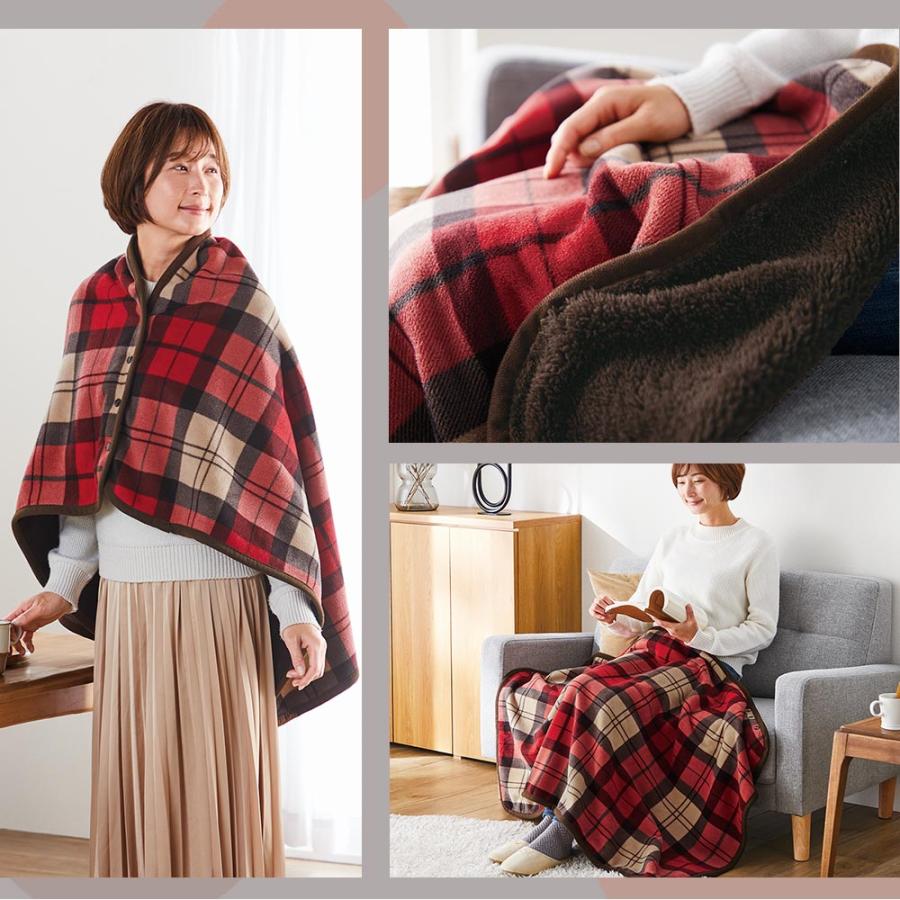 ブランケット リバーシブル ストール チェック柄 リバーシブルマルチブランケット レッドチェック  コジット | COGIT | 02