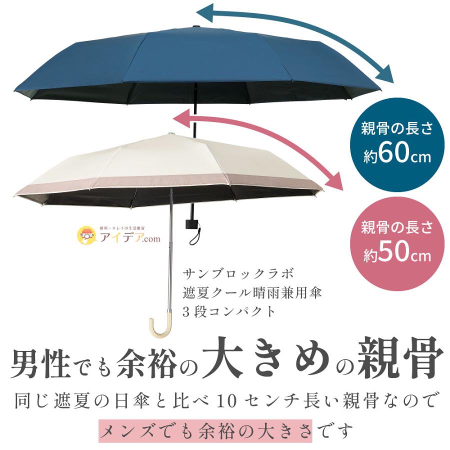 日傘 折りたたみ 長傘 【8本骨】 放射冷却 近赤外線 紫外線対策 遮光1級  サンブロックラボ 遮夏クール晴雨兼用傘3段コンパクト60 [コジット] |  | 13