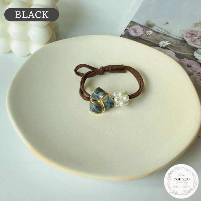 パールビジューヘアゴム トライアングル ヘアアクセサリー シュシュ 髪