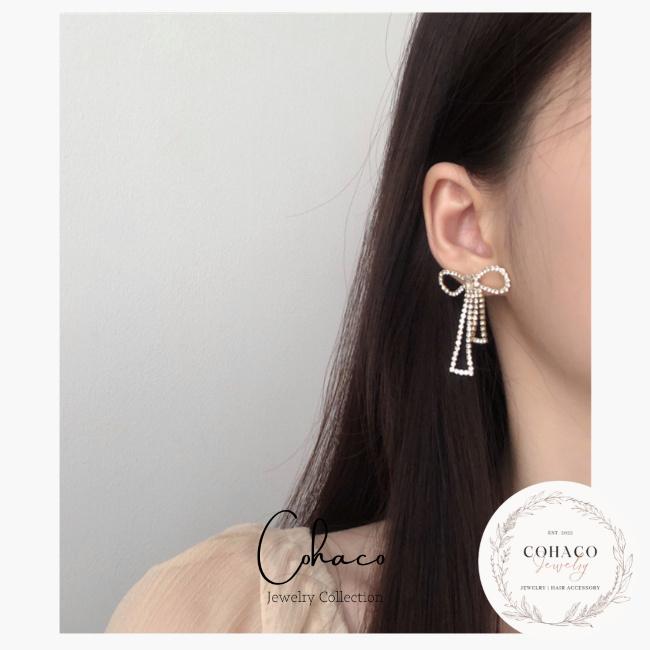 リボンピアス キラキラ 大ぶり アクセサリー アレルギー対応 シルバー