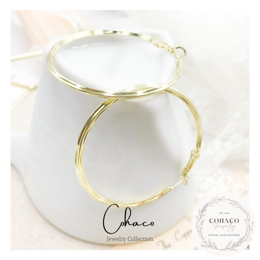 ✨️美品✨️ バーバリー フープピアス レディース ゴールド アクセサリー 箱付 ホロウ パヴェ フープイヤリング (ゴールド／クリア) - ウィメンズ