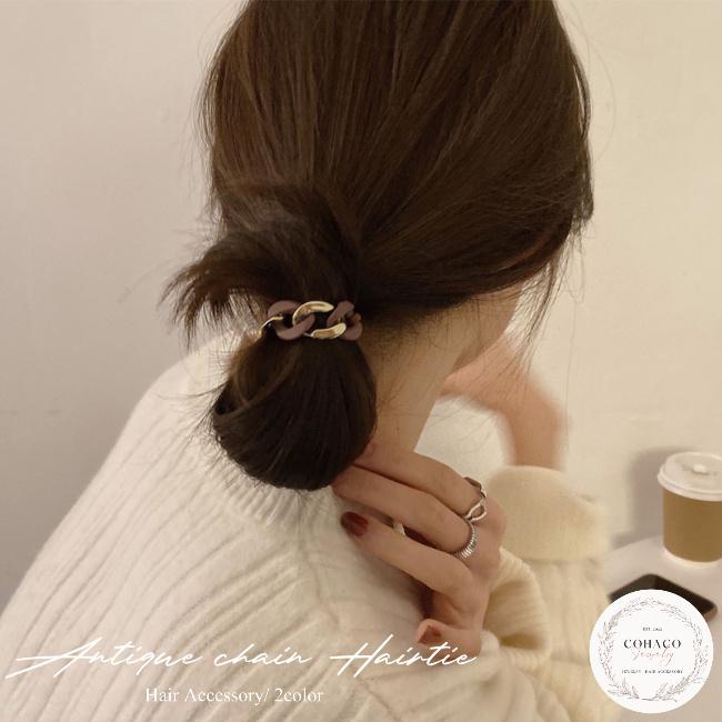 チェーンヘアゴム ゴールド ヘアアクセサリー シュシュ 髪留め