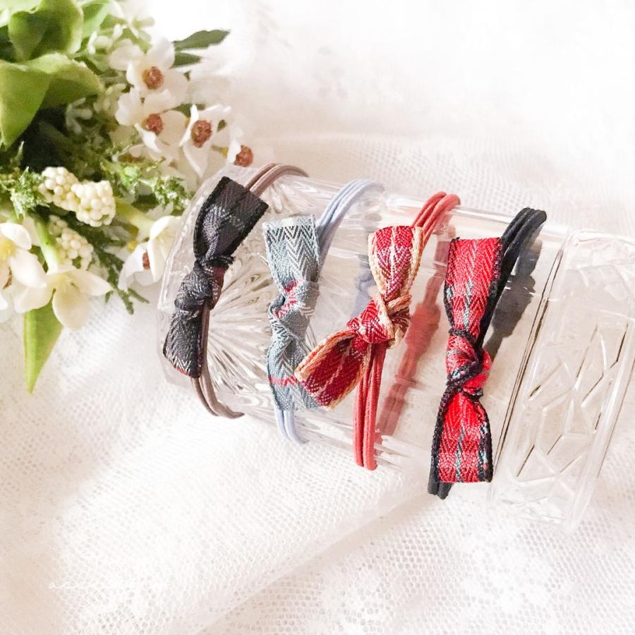 ヘアゴム ベビーヘアクリップ ギンガムチェックリボン1〜5 リボン