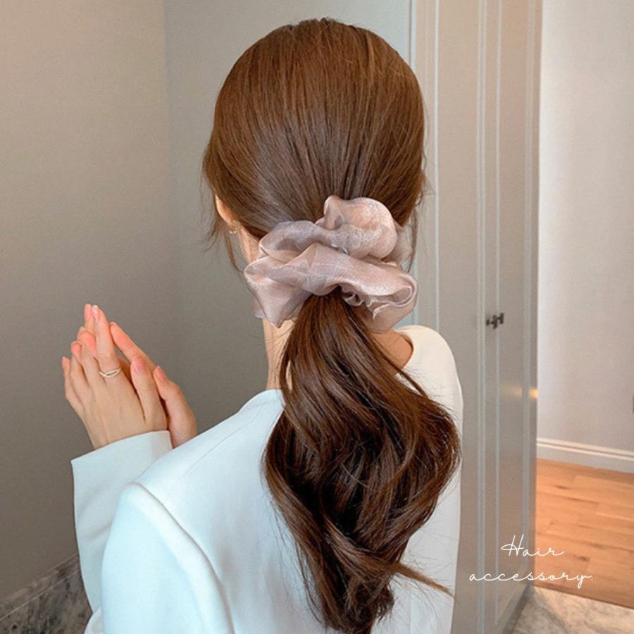 オーガンジーシュシュ　チュール ビッグ オーガンジーラメ入りシュシュ チュール 大きめ 特大