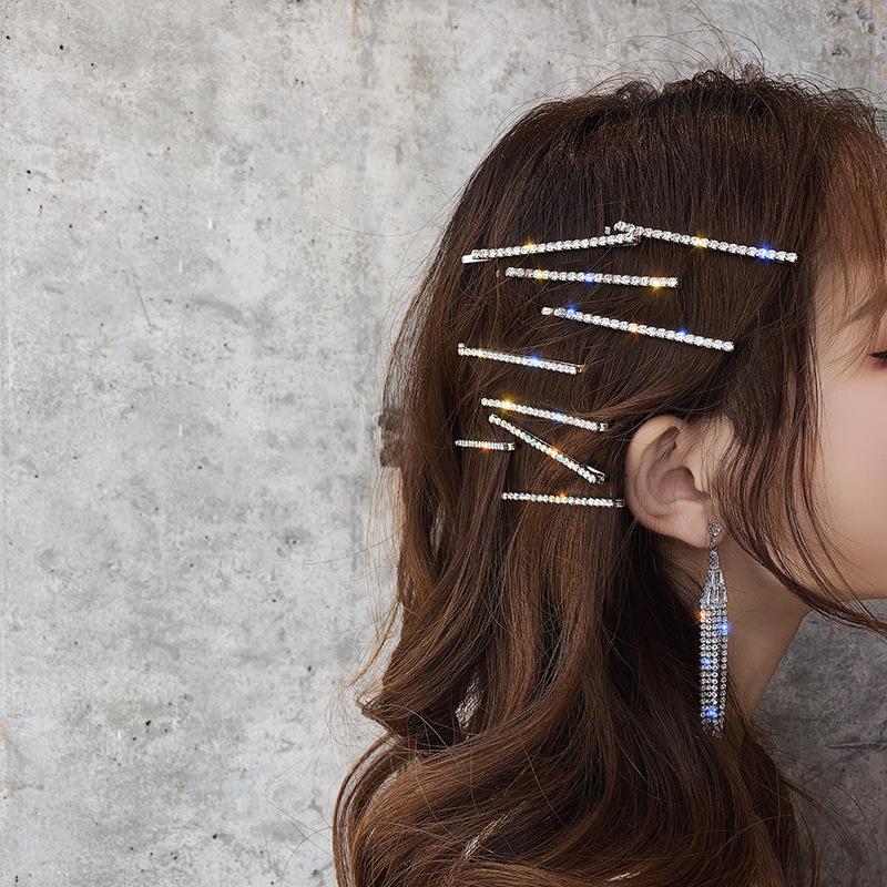 ラインストーンヘアピン シルバー 4本セット ヘアゴム ヘア