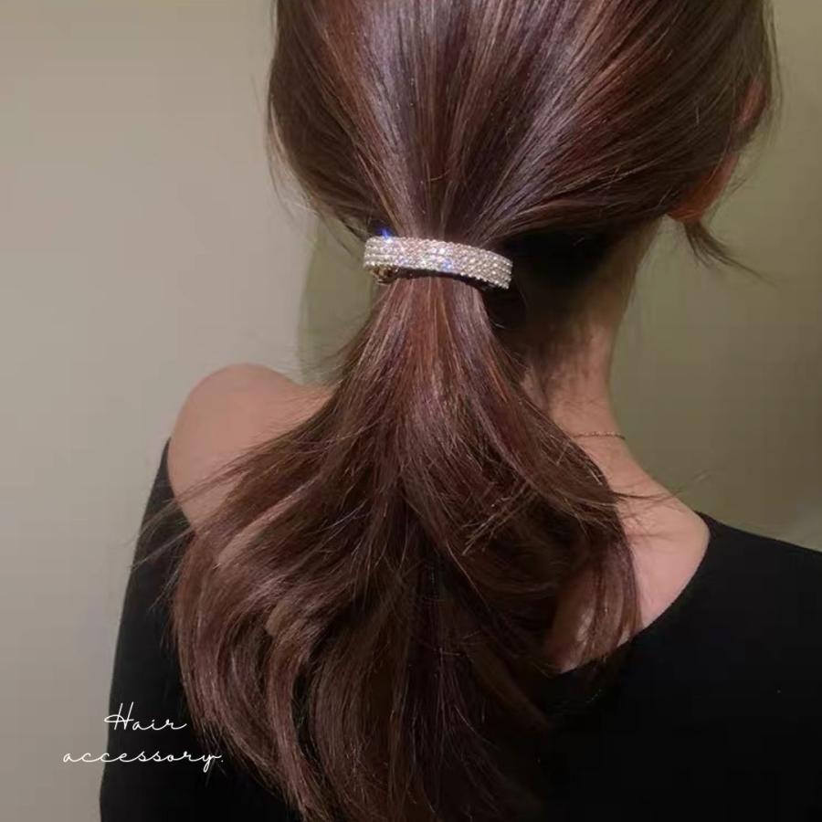 ラインストーン バレッタ ヘアクリップ ヘアゴム ヘアアクセサリー