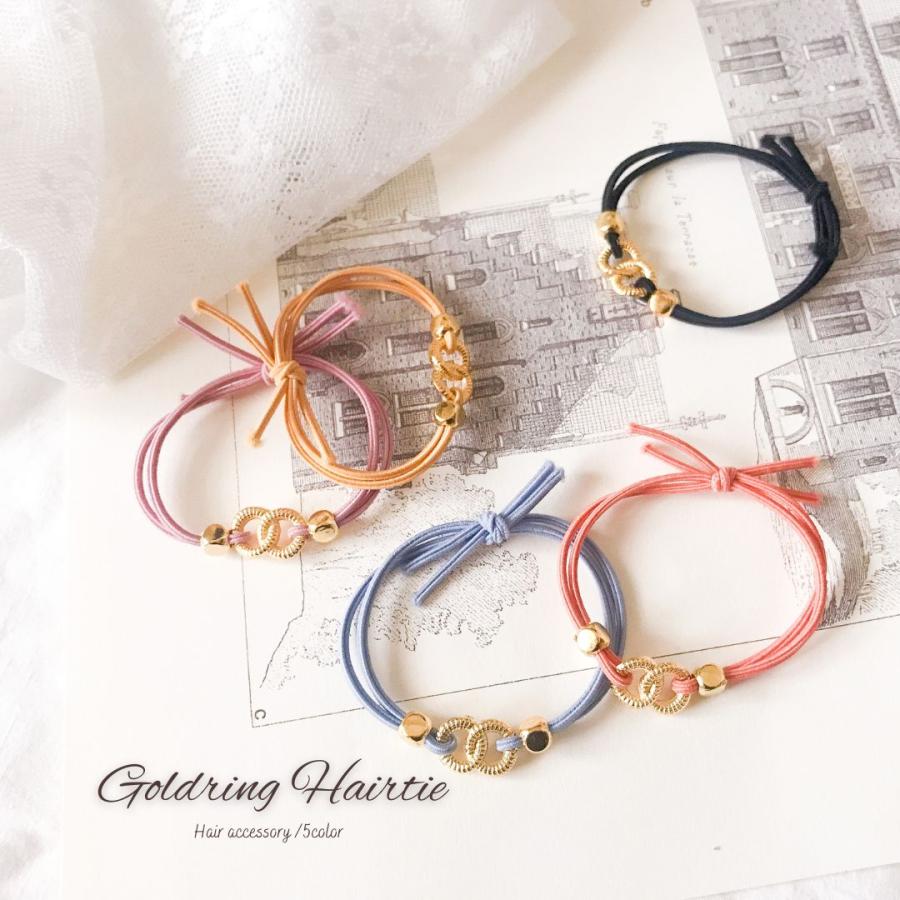 ダブルリングヘアゴム ゴールド ∞ヘアゴム ヘアアクセサリー 韓国