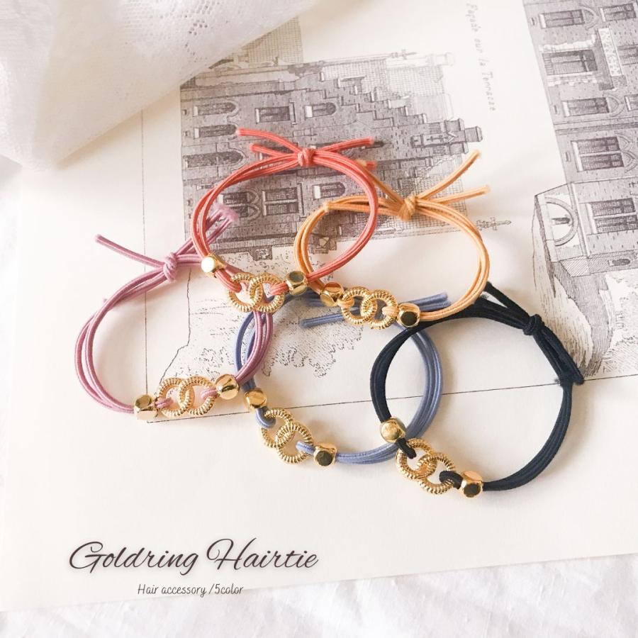 ダブルリングヘアゴム ゴールド ∞ヘアゴム ヘアアクセサリー 韓国