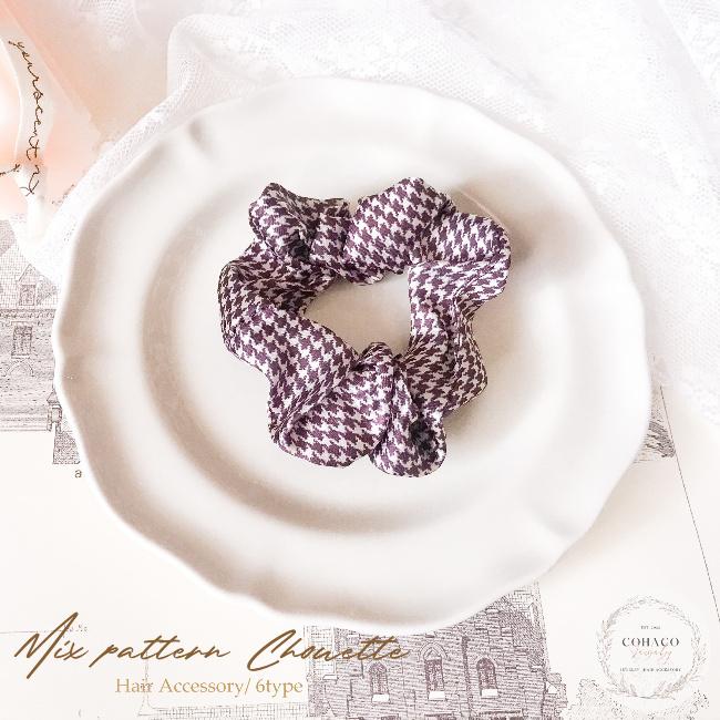 千鳥柄 水玉 ヒョウ柄 シュシュ ヘアアクセサリー 髪留め ヘアゴム