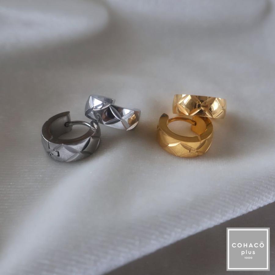 1000円均一アクセサリー フープピアス キルティング サージカル 