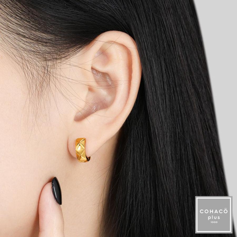 1000円均一アクセサリー フープピアス キルティング サージカル 