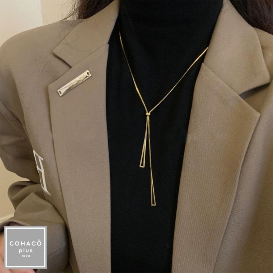 1000円均一アクセサリー ラリエット ネックレス サージカルステンレス 18金 アレルギー対応 18K スライドチェーン つけっぱなし ...