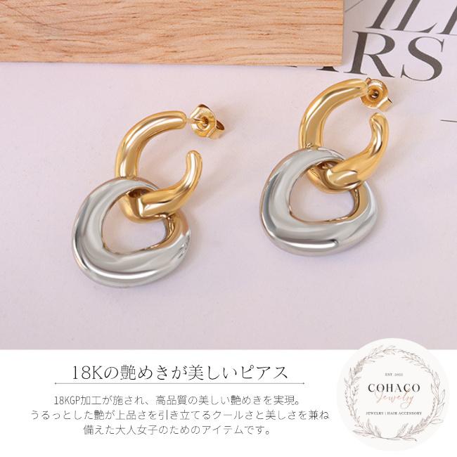e135 レディース 十字架 チタン フープピアス ゴールド　18K フープピアス 1ペア 純チタンポスト 16kゴールド 1ペア