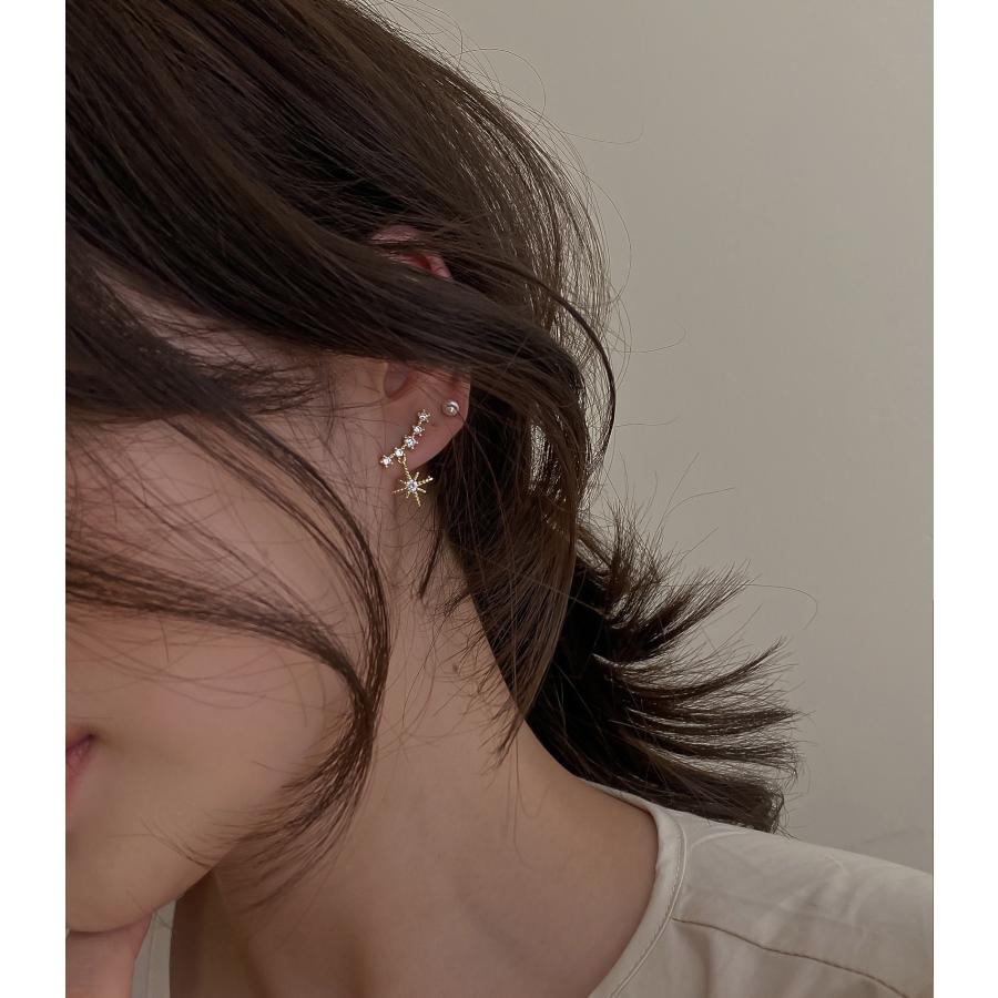 星座ピアス スター 星 ゆらゆら 月 シンプル 小さめ シルバー925