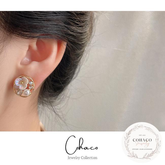 フラワーピアス お花 パール 14K かわいい 丸 シルバー925 アレルギー 