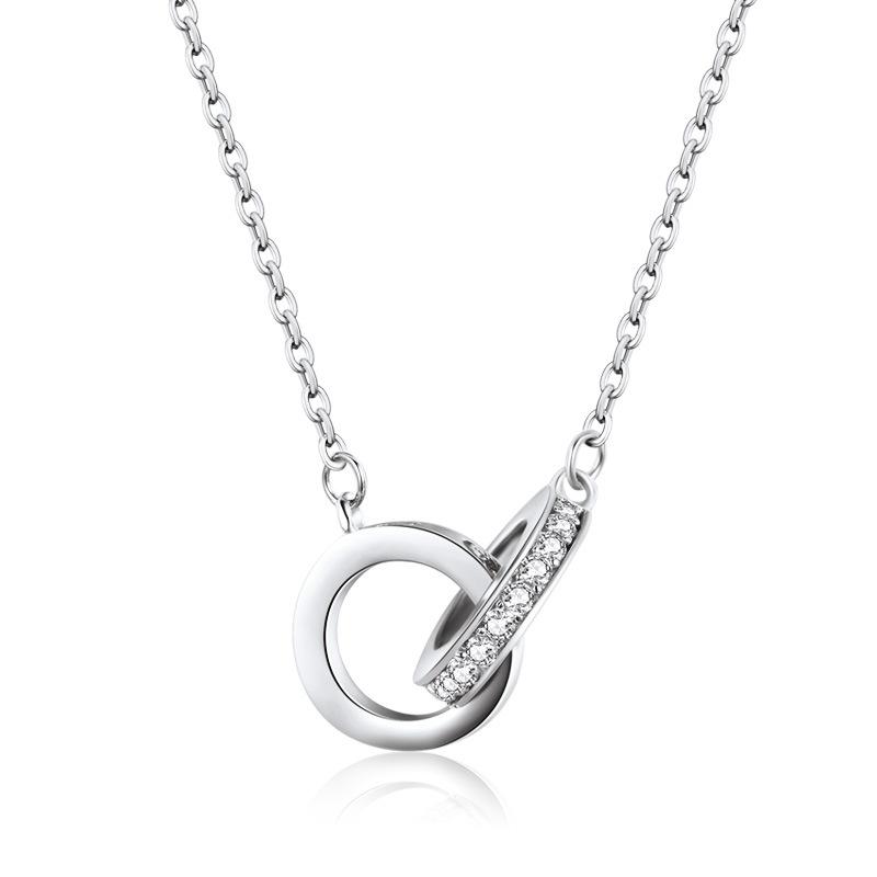 ダブルリング ネックレス 18K 仕上げ アレルギー対応 シルバー ダブルリング ネックレス 18K 仕上げ アレルギー対応 シルバー