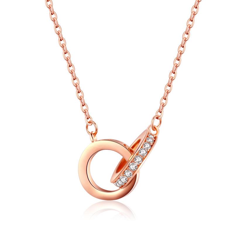 ダブルリング ネックレス 18K 仕上げ アレルギー対応 シルバー ダブルリング ネックレス 18K 仕上げ アレルギー対応 シルバー